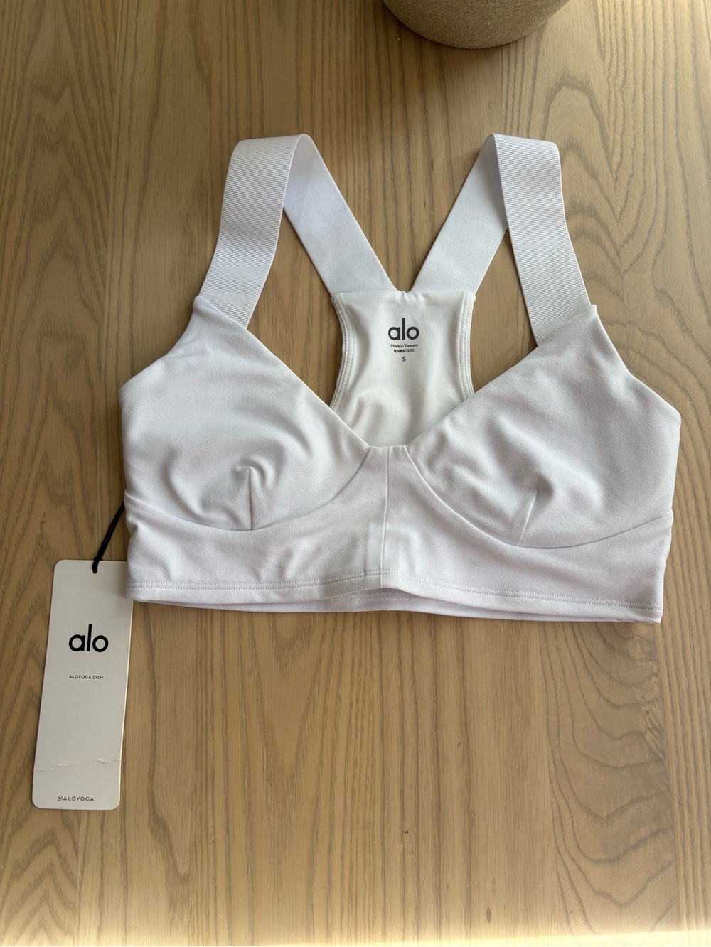 ALO Yoga White Padded Racerback Sports Bra